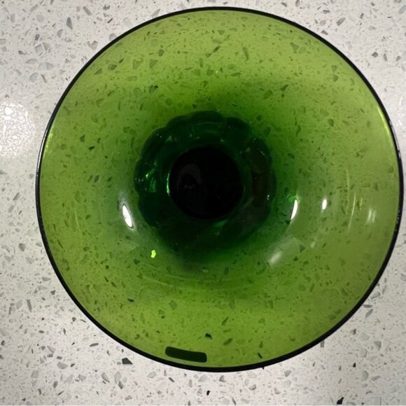 1960s ASEDA SWEDEN Green Glass Sherbet Dessert Footed Dish Mid Century Crystal - Picture 5 of 8